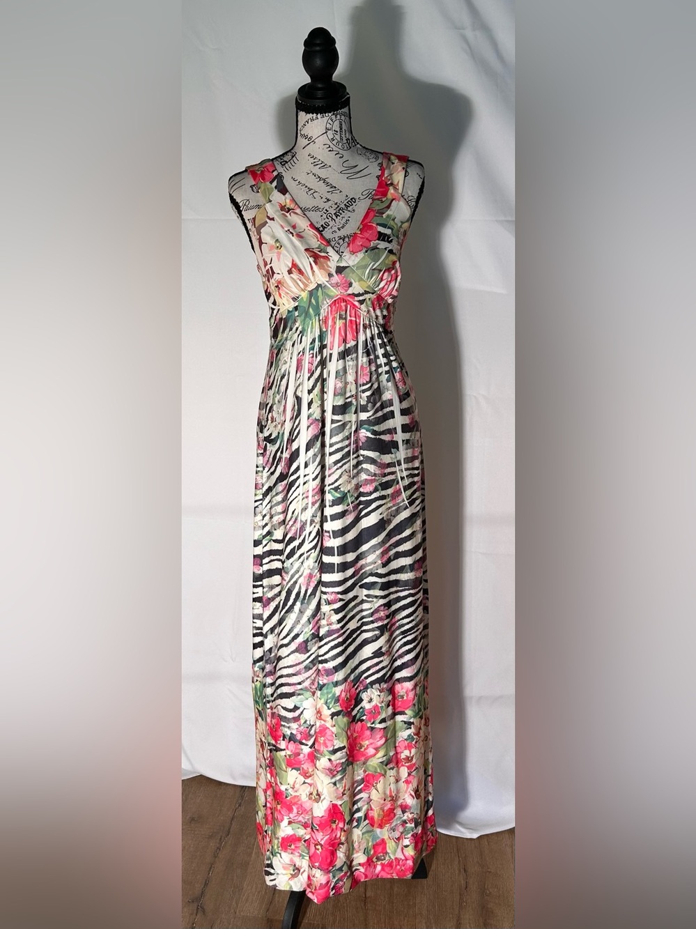 Floral Zebra-Print Maxi Sun Dress Multicolor